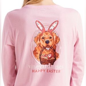 Vineyard Vines Pink Easter Dog Long Sleeve Size X-Large